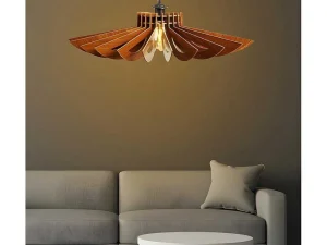 Cheap Hanglamp Van Mdf - D. 68 Cm X H. 50 Cm - Walnootkleur - Farita Hanglamp