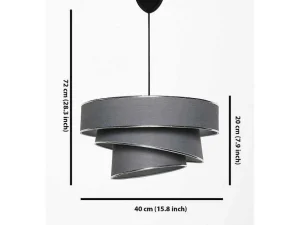 Clearance Hanglamp Van Stof En Metaal Met Aanpasbare Hoogte - D40 X H30-70 Cm - Antraciet En Zilverkleurig - Tairon Hanglamp