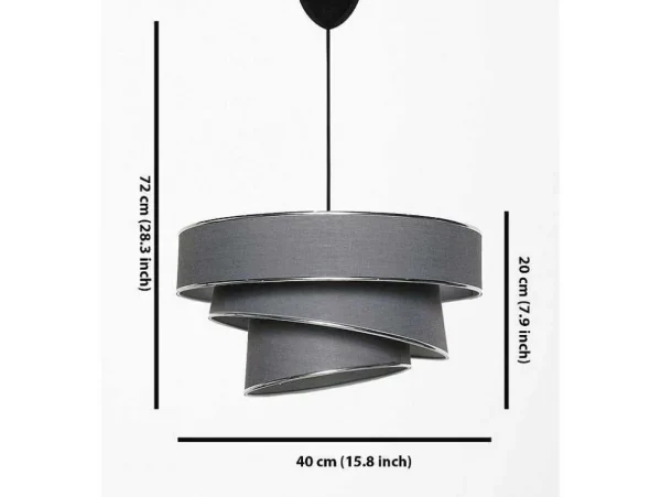 Clearance Hanglamp Van Stof En Metaal Met Aanpasbare Hoogte - D40 X H30-70 Cm - Antraciet En Zilverkleurig - Tairon Hanglamp