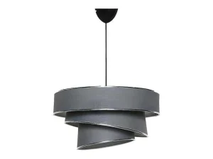 Clearance Hanglamp Van Stof En Metaal Met Aanpasbare Hoogte - D40 X H30-70 Cm - Antraciet En Zilverkleurig - Tairon Hanglamp