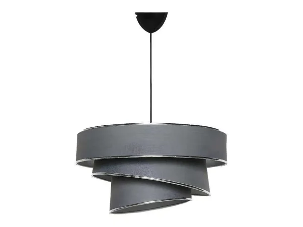 Clearance Hanglamp Van Stof En Metaal Met Aanpasbare Hoogte - D40 X H30-70 Cm - Antraciet En Zilverkleurig - Tairon Hanglamp