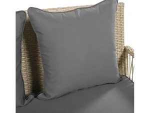 Online Hangstoel In Geweven Hars - Tuinschommel - 2 Plaatsen - Met Kussens - Beige & Grijs Hangstoel