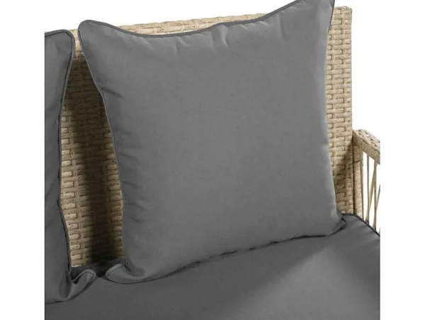 Online Hangstoel In Geweven Hars - Tuinschommel - 2 Plaatsen - Met Kussens - Beige & Grijs Hangstoel