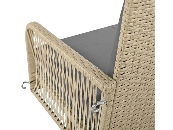 Online Hangstoel In Geweven Hars - Tuinschommel - 2 Plaatsen - Met Kussens - Beige & Grijs Hangstoel