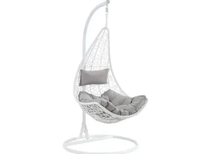 Flash Sale Hangstoel Van Gevlochten Hars - Wit Met Grijs Kussen - Orosi Hangstoel
