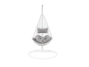 Flash Sale Hangstoel Van Gevlochten Hars - Wit Met Grijs Kussen - Orosi Hangstoel