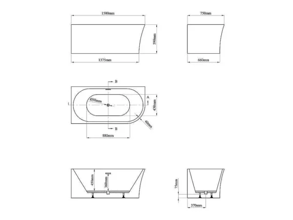 Cheap Hoekbad - 201 L - 150 X 75 X 59 Cm - Wit - Acryl - Hoek Links - Ponticola Hoekbad