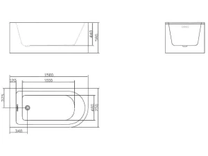 Outlet Hoekbad - 201 Liter - 150 X 75 X 58 Cm - Wit - Linkse Hoek - Anika Hoekbad