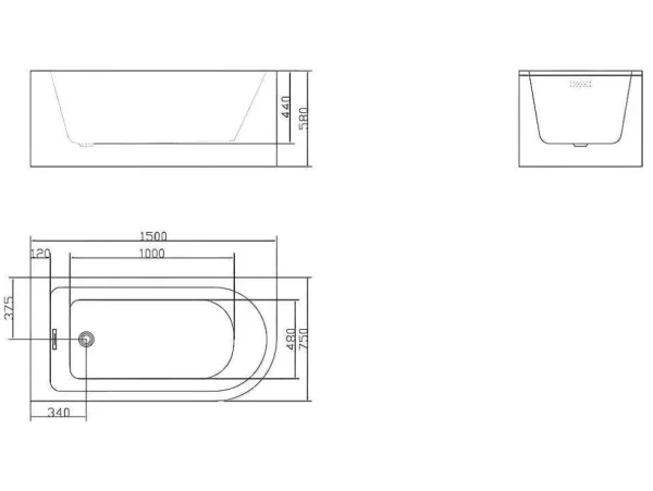 Outlet Hoekbad - 201 Liter - 150 X 75 X 58 Cm - Wit - Linkse Hoek - Anika Hoekbad