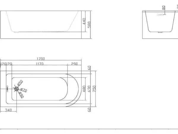 Hot Hoekbad - 240L - 170 X 75 X 58 Cm - Linkse Hoek - Anika Hoekbad