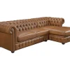 Best Hoekbank Chesterfield Brenton 100% Buffelleer - Hoek Rechts - Vintage Caramel Chesterfield Zitbank