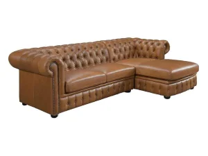 Best Hoekbank Chesterfield Brenton 100% Buffelleer - Hoek Rechts - Vintage Caramel Chesterfield Zitbank