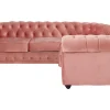 New Hoekbank Van Fluweel Chesterfield - Pastel Roze Chesterfield Zitbank