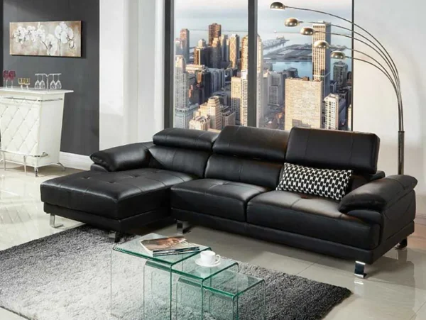 Sale Hoekbank Van Hoogwaardig Leer Excelsior Ii - Zwart - Hoek Links Leren Zitbank