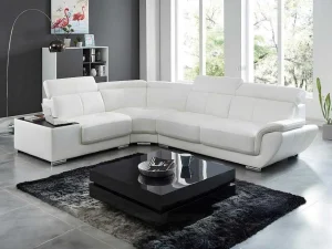 Clearance Hoekbank Van Leer Nahia - Wit - Hoek Links Leren Zitbank