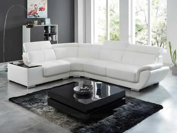 Clearance Hoekbank Van Leer Nahia - Wit - Hoek Links Leren Zitbank