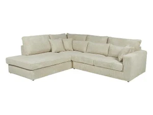 Best Sale Hoekbank Van Ribfluweel Mondovi - Beige - Hoek Links Charmant