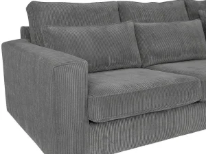 Fashion Hoekbank Van Ribfluweel Mondovi - Grijs - Hoek Rechts Charmant