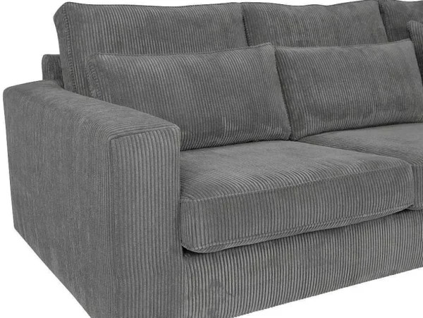 Fashion Hoekbank Van Ribfluweel Mondovi - Grijs - Hoek Rechts Charmant