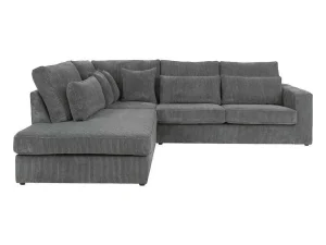New Hoekbank Van Ribfluweel Mondovi - Grijs - Hoek Links Charmant
