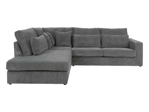 New Hoekbank Van Ribfluweel Mondovi - Grijs - Hoek Links Charmant