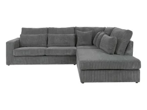 Fashion Hoekbank Van Ribfluweel Mondovi - Grijs - Hoek Rechts Charmant