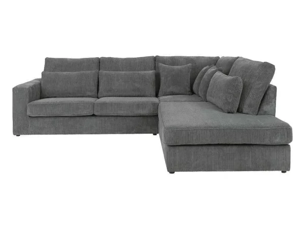 Fashion Hoekbank Van Ribfluweel Mondovi - Grijs - Hoek Rechts Charmant