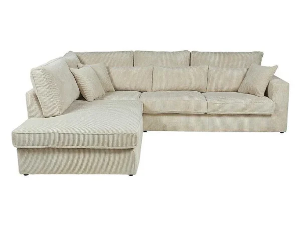 Best Sale Hoekbank Van Ribfluweel Mondovi - Beige - Hoek Links Charmant
