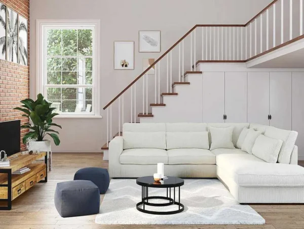 Best Hoekbank Van Ribfluweel Mondovi - Beige - Hoek Rechts Charmant