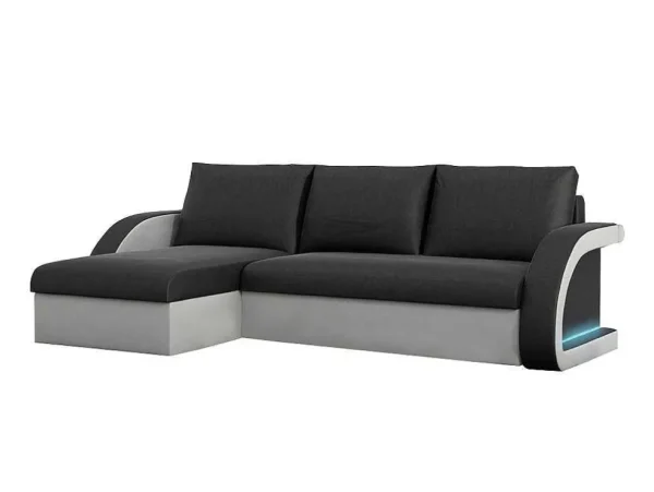 Discount Hoekbedbank Met Hoek Links Of Rechts Van Kunstleer Corneille - Tweekleurig Zwart/Wit Kunstleren Zitbank