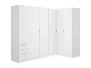 Shop Hoekkast Met 6 Deuren En 3 Lades - L213 Cm - Wit - Listowel Kledingkast