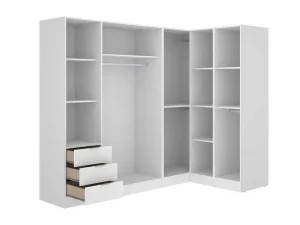 Shop Hoekkast Met 6 Deuren En 3 Lades - L213 Cm - Wit - Listowel Kledingkast