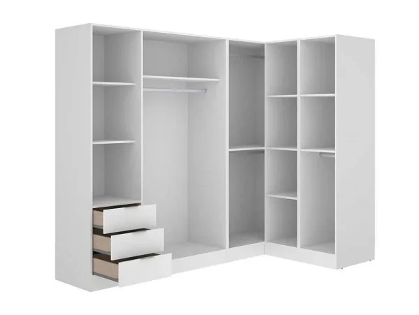 Shop Hoekkast Met 6 Deuren En 3 Lades - L213 Cm - Wit - Listowel Kledingkast