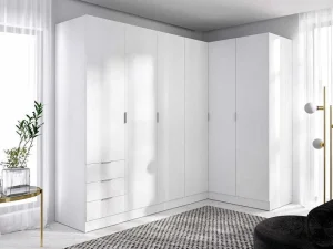 Shop Hoekkast Met 6 Deuren En 3 Lades - L213 Cm - Wit - Listowel Kledingkast