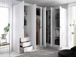 Shop Hoekkast Met 6 Deuren En 3 Lades - L213 Cm - Wit - Listowel Kledingkast