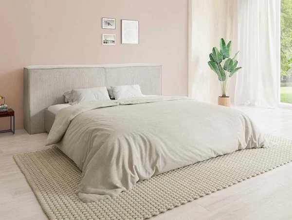 Hot Hoofdbord 220 Cm - Ribfluweel - Beige - Timano Van - Van Hoofdeinde En Brugkast