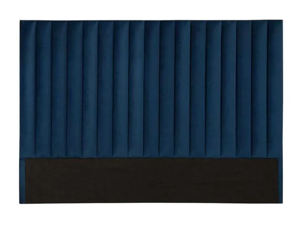 Clearance Hoofdeinde Sarah Met Verticale Naden - 160 Cm - Fluweel - Donkerblauw Hoofdeinde En Brugkast