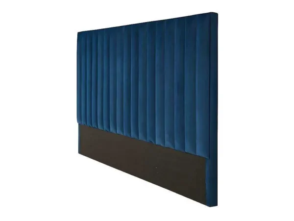 Clearance Hoofdeinde Sarah Met Verticale Naden - 160 Cm - Fluweel - Donkerblauw Hoofdeinde En Brugkast