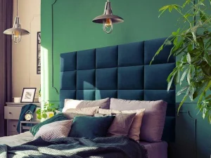 Best Hoofdeinde Wandpanelen Bartel - 200 Cm - Fluweel - Blauw - Van Hoofdeinde En Brugkast