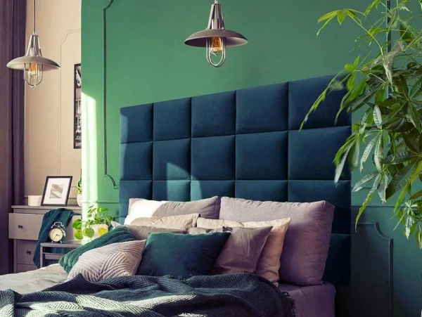 Best Hoofdeinde Wandpanelen Bartel - 200 Cm - Fluweel - Blauw - Van Hoofdeinde En Brugkast