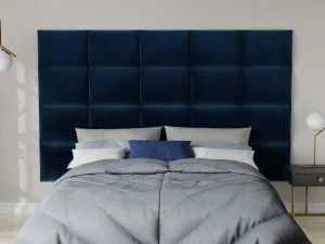 Best Hoofdeinde Wandpanelen Bartel - 200 Cm - Fluweel - Blauw - Van Hoofdeinde En Brugkast