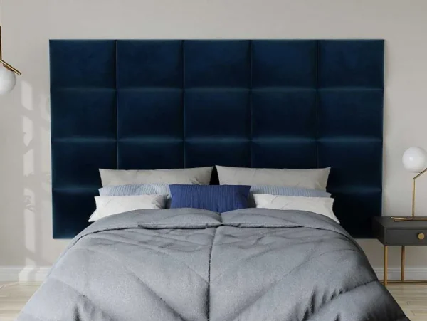 Best Hoofdeinde Wandpanelen Bartel - 200 Cm - Fluweel - Blauw - Van Hoofdeinde En Brugkast