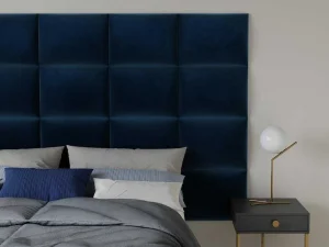 Best Hoofdeinde Wandpanelen Bartel - 200 Cm - Fluweel - Blauw - Van Hoofdeinde En Brugkast