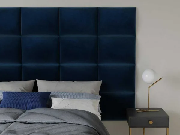 Best Hoofdeinde Wandpanelen Bartel - 200 Cm - Fluweel - Blauw - Van Hoofdeinde En Brugkast