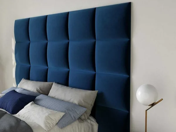 Best Hoofdeinde Wandpanelen Bartel - 200 Cm - Fluweel - Blauw - Van Hoofdeinde En Brugkast