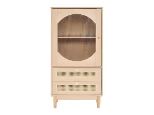 Cheap Hoog Dressoir Met 1 Transparante Acryldeur En 2 Rotan Lades - Landelijke Stijl - Naturel Buffetkast