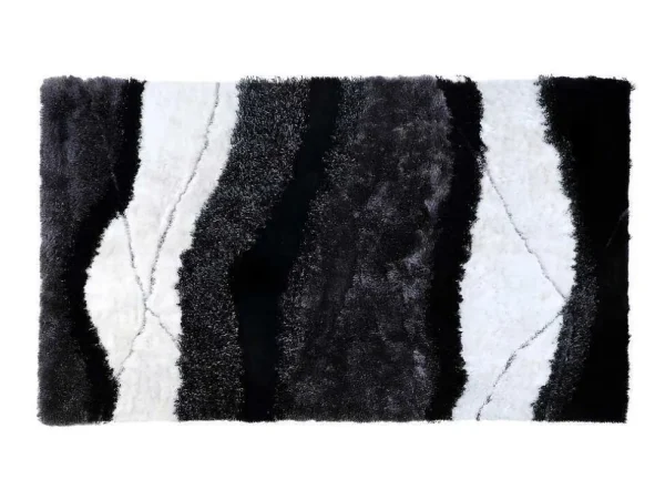 Fashion Hoogpolig Tapijt Ecume - Hand Getuft - Zwart En Wit - 200 X 290 Cm Aanbiedingen: Woonaccessoires