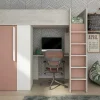 Cheap Hoogslaper - 90 X 200 Cm - Met Kast En Bureau - Roze En Wit - Nicolas Kinderbed Hoogslaper
