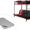 Discount Hoogslaper 90 X 190 Cm - Met Slaapbank - Metaal - Zwart En Rood + Futon + Matras - Modulo V Kinderbed Hoogslaper