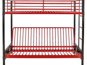 Discount Hoogslaper 90 X 190 Cm - Met Slaapbank - Metaal - Zwart En Rood + Futon - Modulo V Aanbiedingen: Slaapkamer & Kantoor